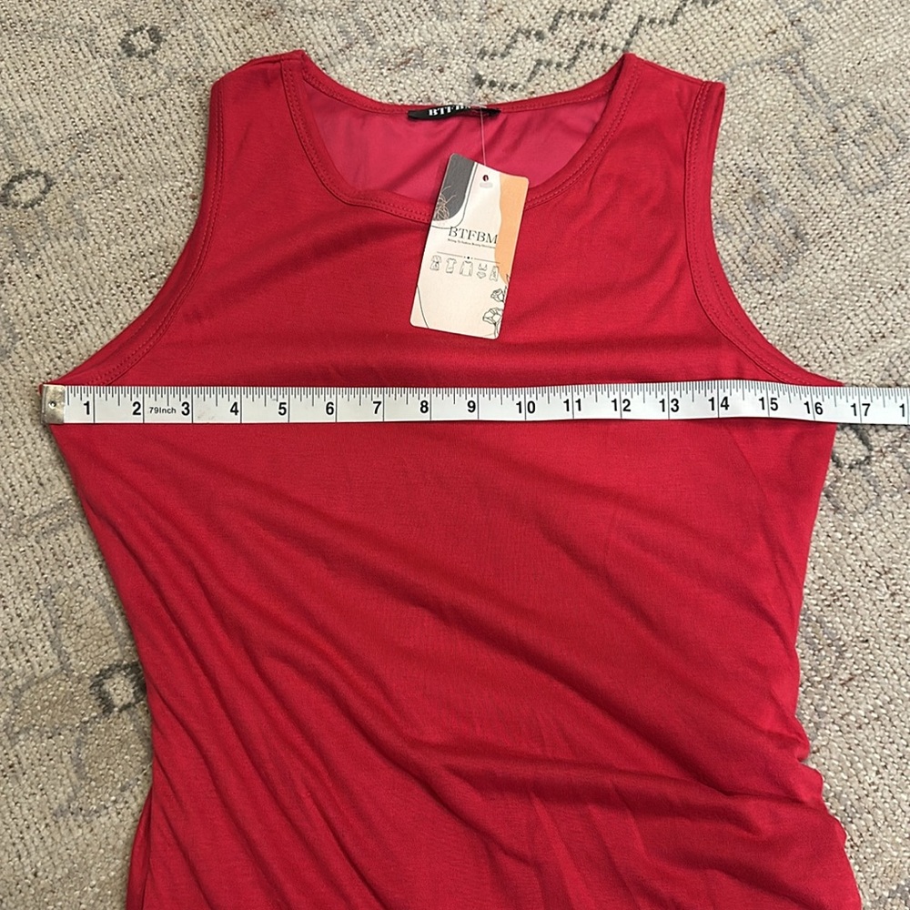 Pink Ruched Tank Dress Size S - Picture 9 of 10
